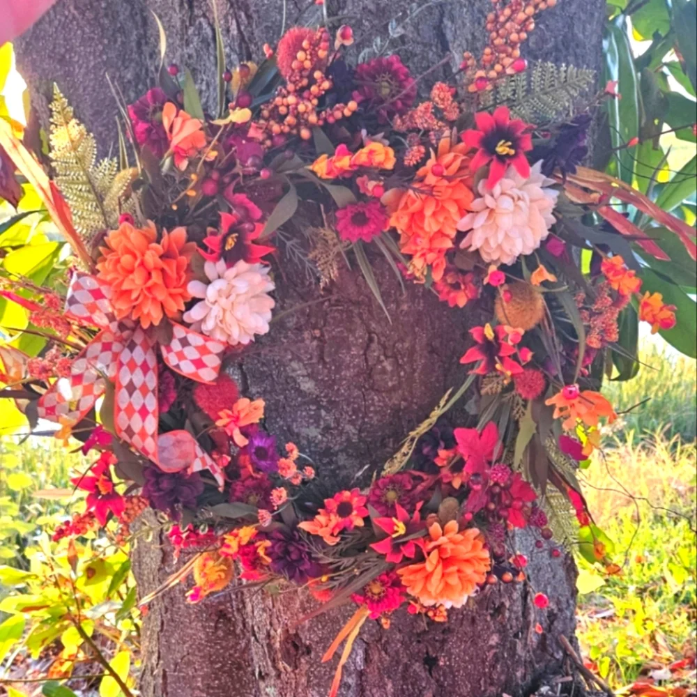Fall/Autumn Faux Floral Grapevine Wreath - Picture 8 of 10